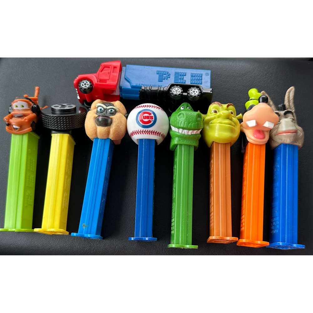 Pop Culture PEZ Dispenser Lot of 9- Disney Pixar Cars, Toy Story, Shrek, & MLB.
